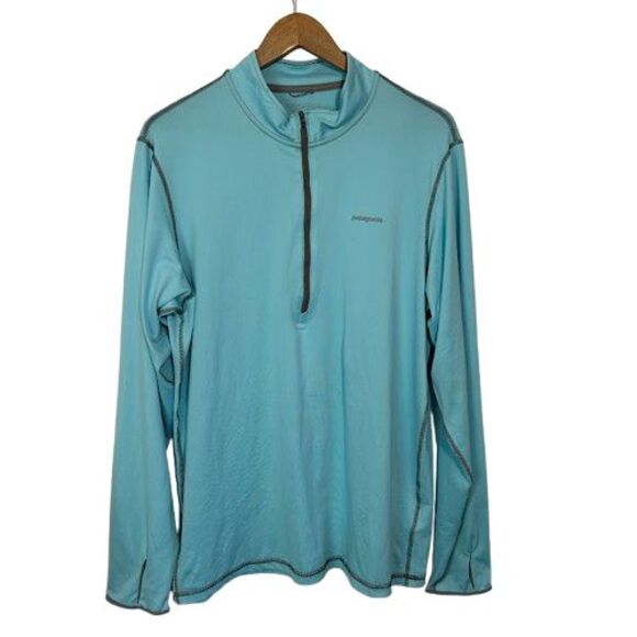 Patagonia Tropic Comfort Pullover Mens M Blue 1/4 Zip Long Sleeve Base Layer - Picture 1 of 7